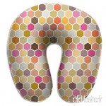 Travel Pillow  Autumn Hexagon Pink Magenta Gold Plum Taupe Spots Dots Designs Memory Foam U Neck Pillow for Lightweight Support in Airplane Car Train Bus - B07V5ZY32R